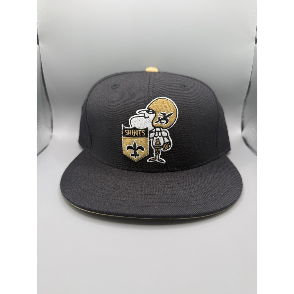 New Orleans Saints Mitchell & Ness Fitted Hat 7 1/4 Black Gold Throwback Retro